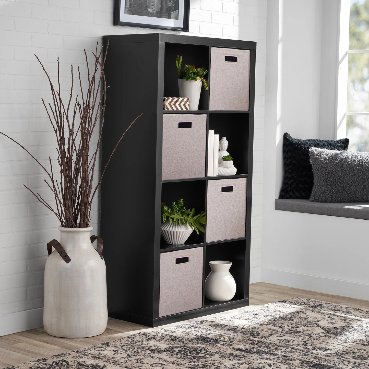 Better Homes & Gardens 8-Cube Storage Organizer – Stylish & Functional Shelving (Solid Black) - HomeMuse