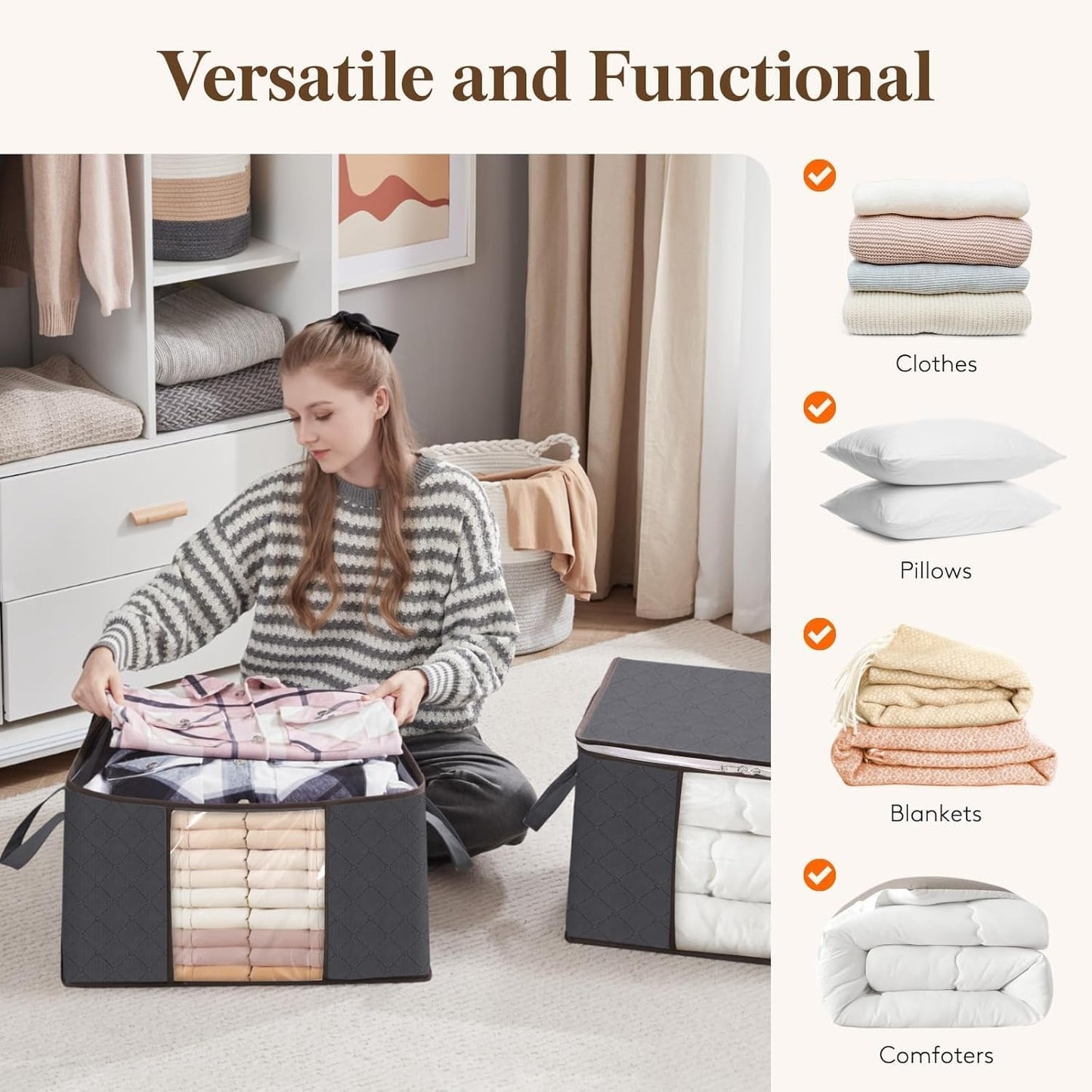 3 Pack Lifewit Large Capacity Clothes Storage Bag โ Reinforced Handles, Foldable & Breathable Organizer for Comforters, Blankets & Bedding - HomeMuse