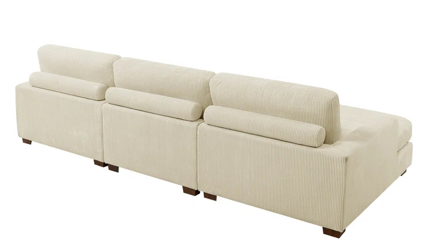 Antravian 127.5'' Oversized Corduroy Sofa – Ultra-Cozy & Stylish Seating for Spacious Living Areas - HomeMuse