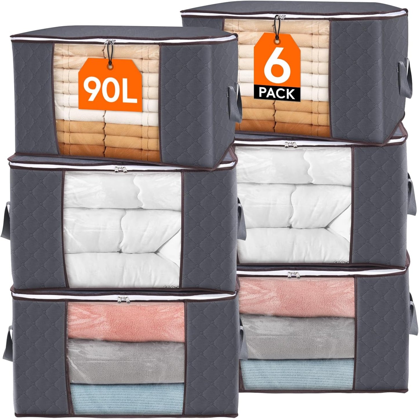 3 Pack Lifewit Large Capacity Clothes Storage Bag โ Reinforced Handles, Foldable & Breathable Organizer for Comforters, Blankets & Bedding - HomeMuse
