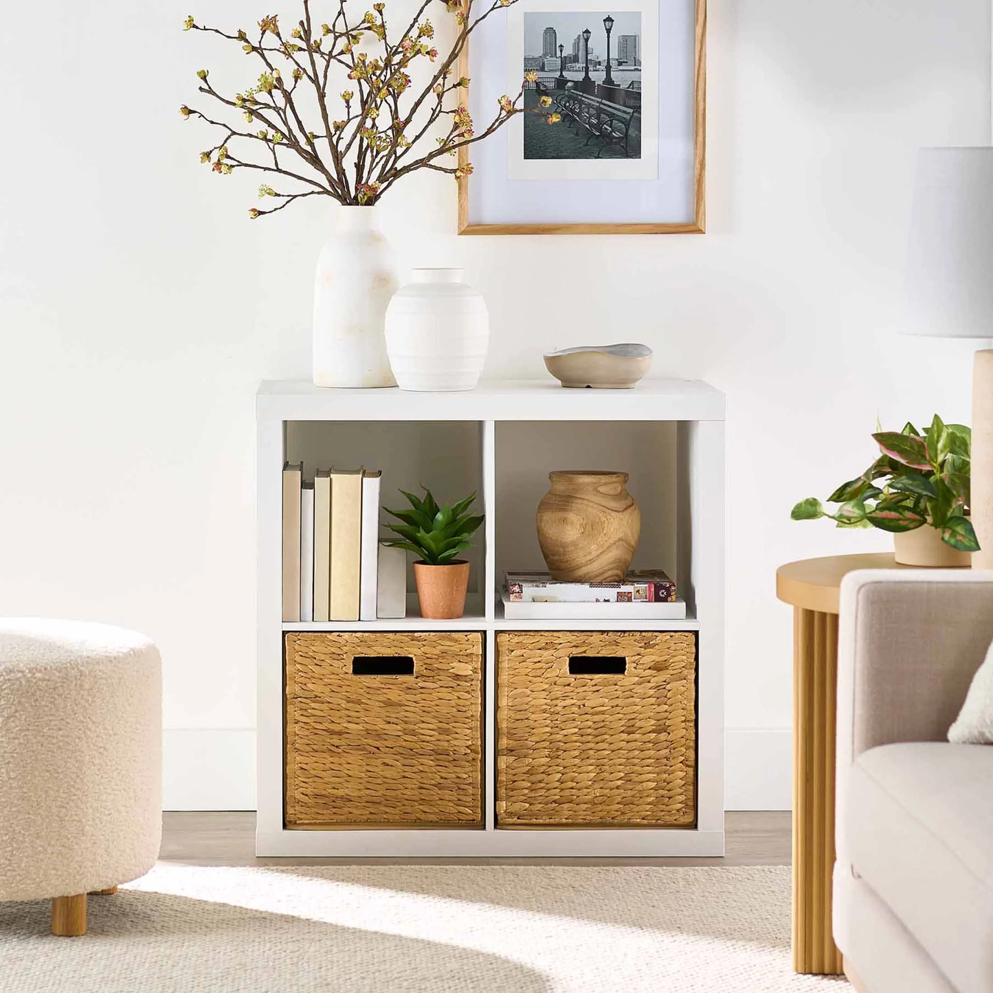 Better Homes & Gardens 4-Cube Storage Organizer – Stylish & Functional Shelving (White Texture) - HomeMuse