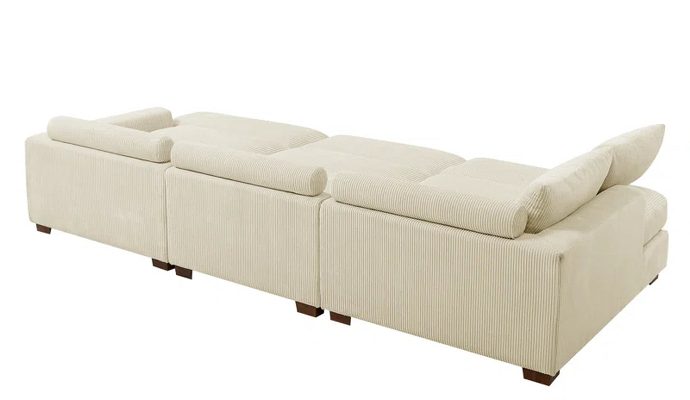 Antravian 127.5'' Oversized Corduroy Sofa – Ultra-Cozy & Stylish Seating for Spacious Living Areas - HomeMuse