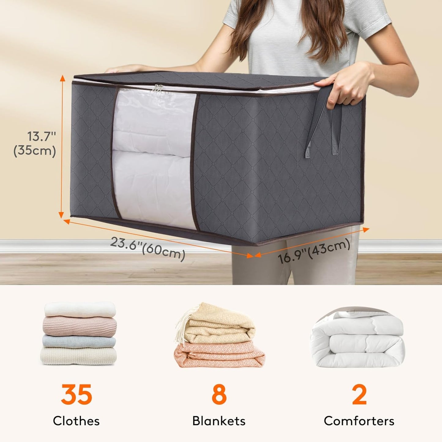 3 Pack Lifewit Large Capacity Clothes Storage Bag โ Reinforced Handles, Foldable & Breathable Organizer for Comforters, Blankets & Bedding - HomeMuse