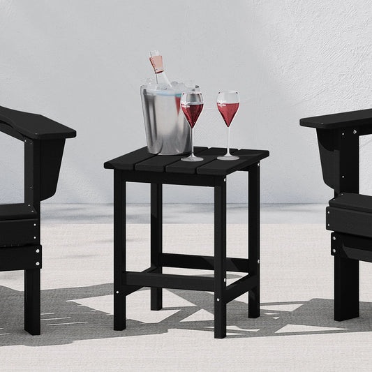Westintrends Outdoor Side Table, All Weather Poly Lumber Adirondack Small Patio Table Square End Table for Pool Balcony Deck Porch Lawn Backyard, Black - HomeMuse