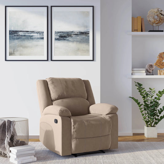 Relax-A-Lounger Warren Microfiber Manual Recliner – Plush & Comfortable Seating (Beige) - HomeMuse