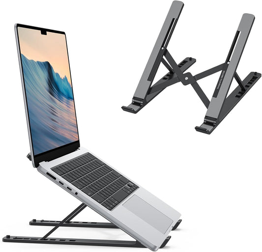 Ergonomic Adjustable Laptop Stand – Aluminum Desktop Riser for MacBook, iPad, Laptops (10"–15.6"), Compatible with All Devices - HomeMuse