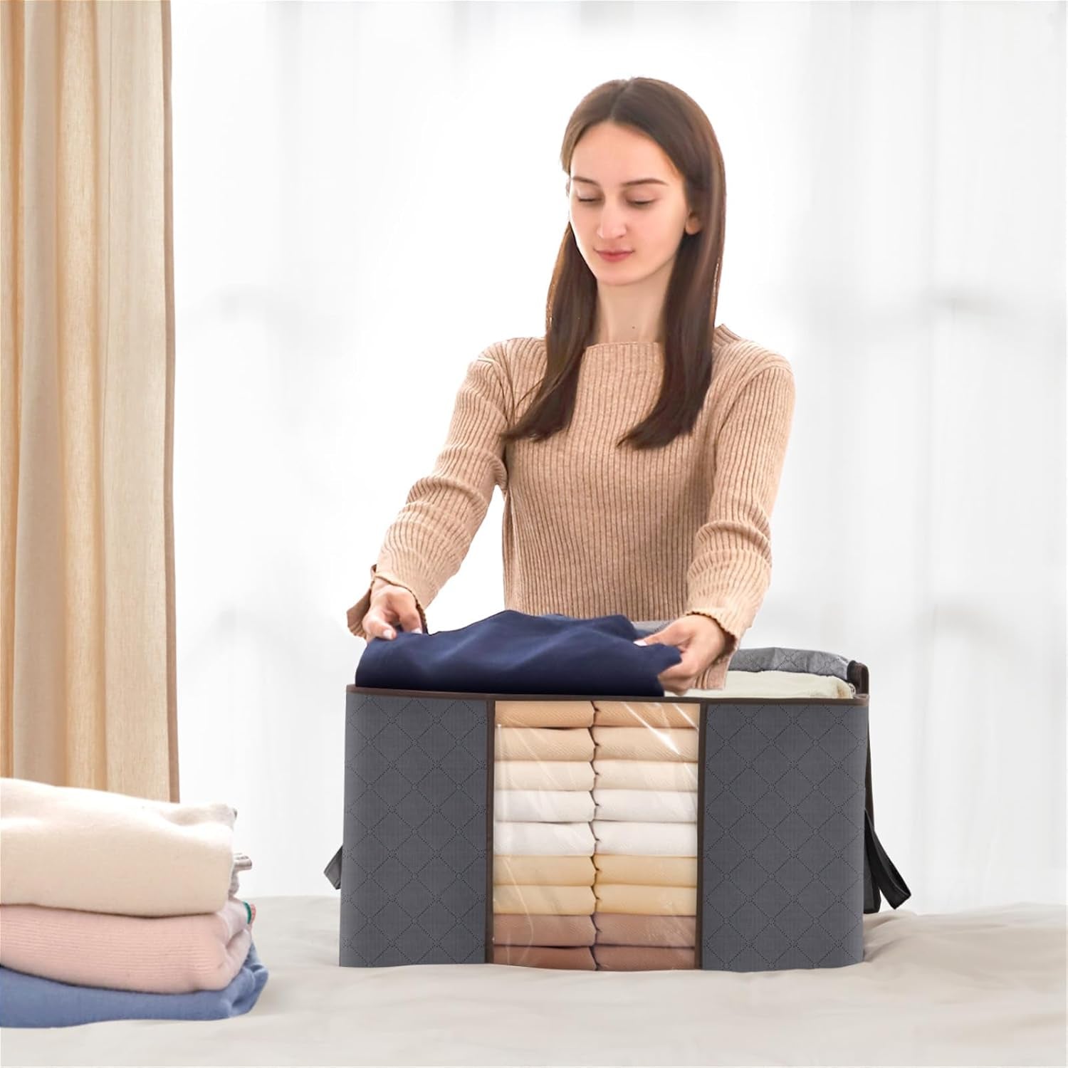 3 Pack Lifewit Large Capacity Clothes Storage Bag – Reinforced Handles, Foldable & Breathable Organizer for Comforters, Blankets & Bedding - HomeMuse