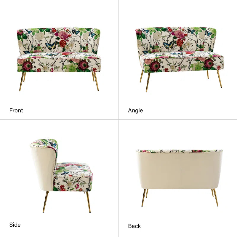 Felicia Flora Printed Armless Loveseat with Metal Legs - HomeMuse