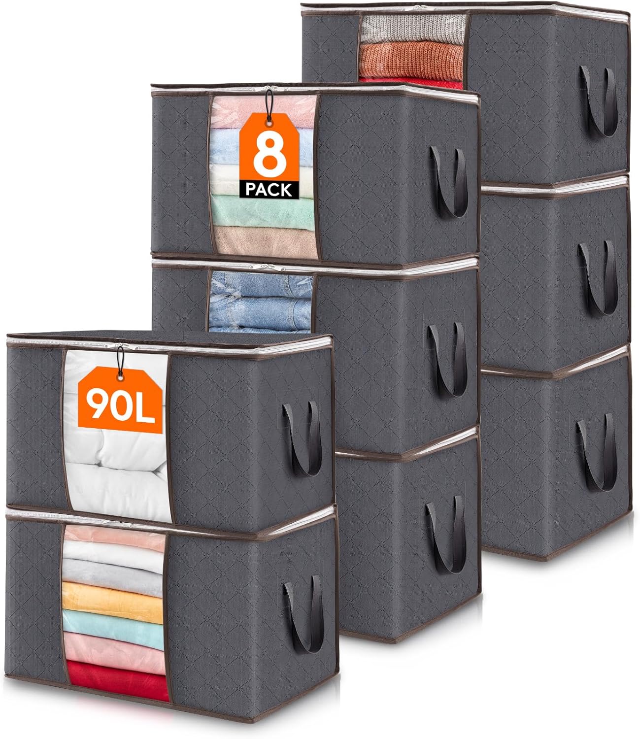 3 Pack Lifewit Large Capacity Clothes Storage Bag – Reinforced Handles, Foldable & Breathable Organizer for Comforters, Blankets & Bedding - HomeMuse
