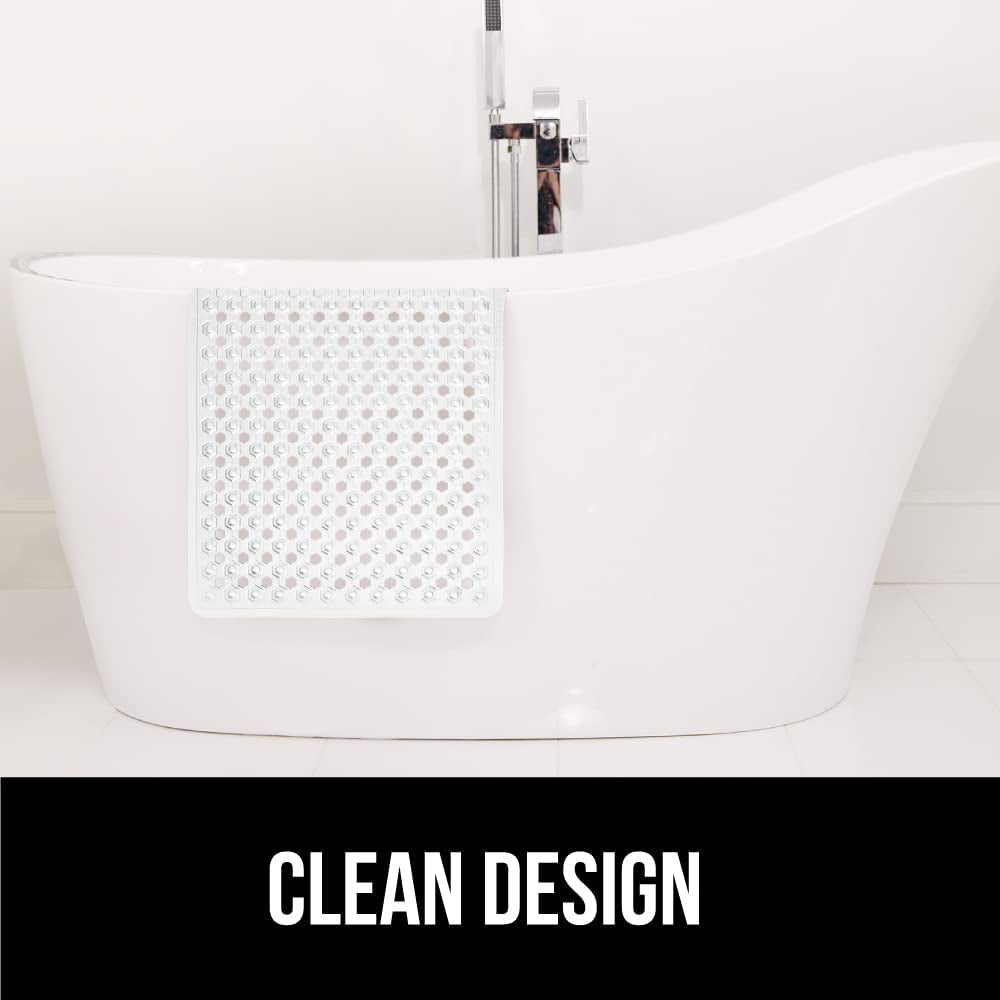 GORILLA GRIP Patented Anti-Slip Bath Tub Mat – Machine Washable, Suction Grip, Drain Holes for Clean & Dry Tubs – 89x41 cm, Clear - HomeMuse