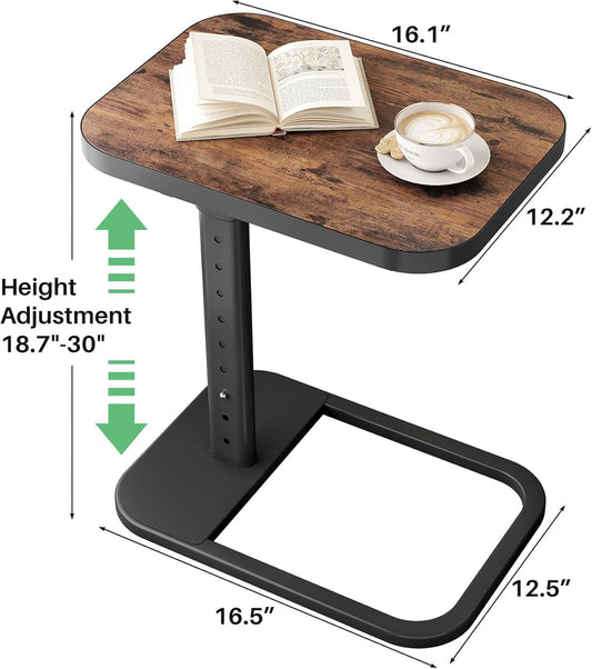 Kitstorack Adjustable TV Tray Table – 90° Flip-Over Panel, Sofa Arm Side Table for Eating, Laptops & Small Spaces