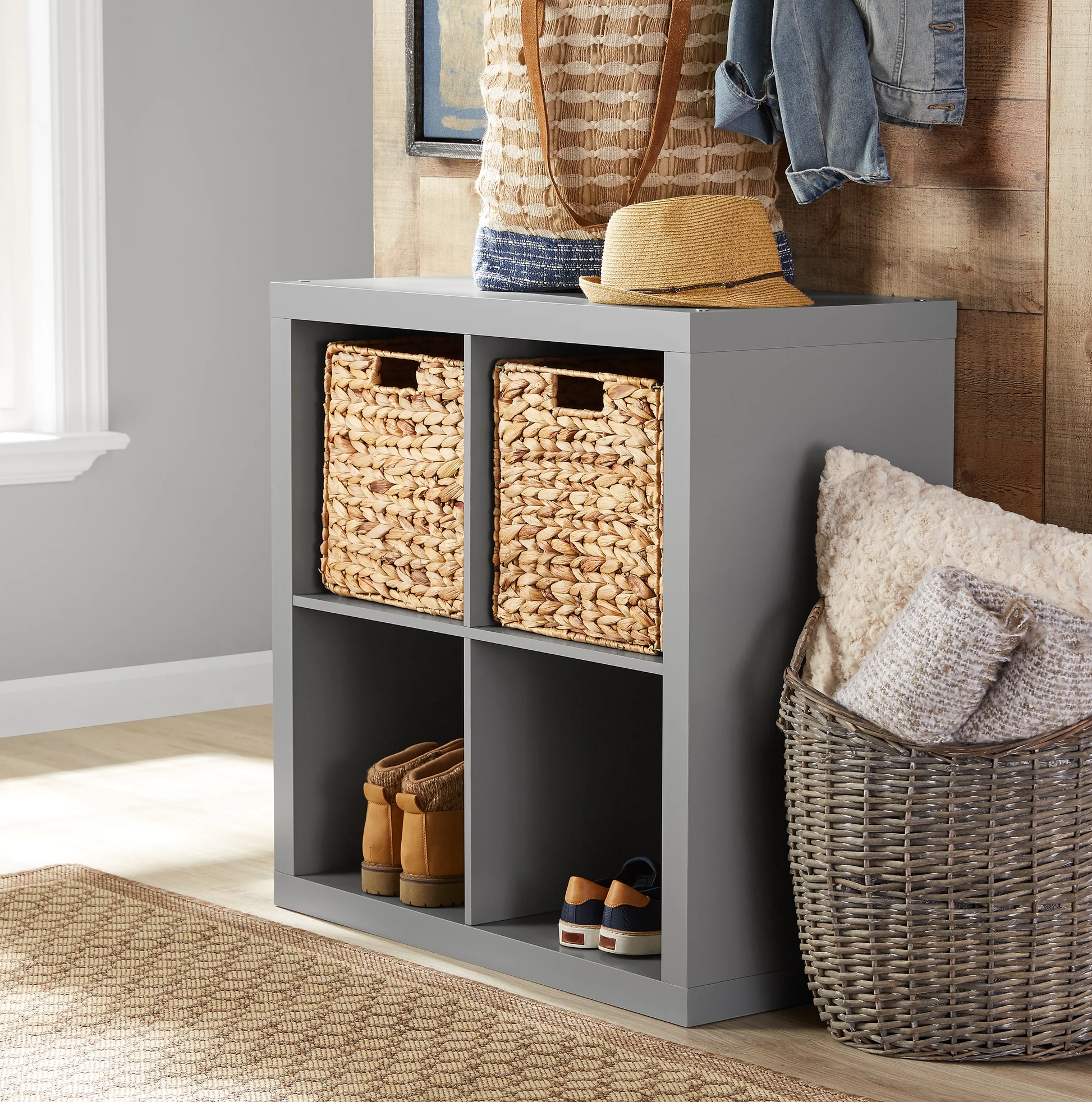 Better Homes & Gardens 4-Cube Storage Organizer – Stylish & Functional Shelving (White Texture) - HomeMuse
