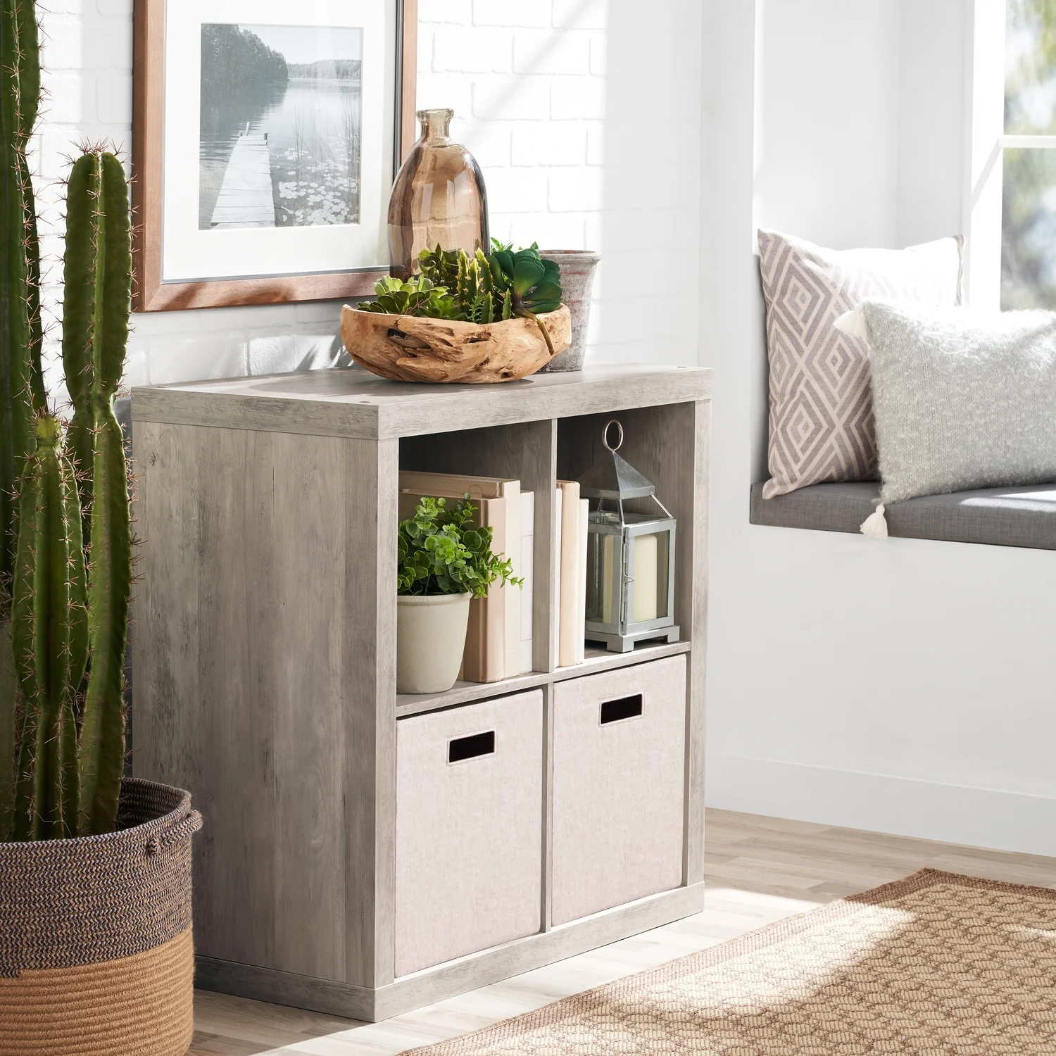Better Homes & Gardens 4-Cube Storage Organizer – Stylish & Functional Shelving (White Texture) - HomeMuse