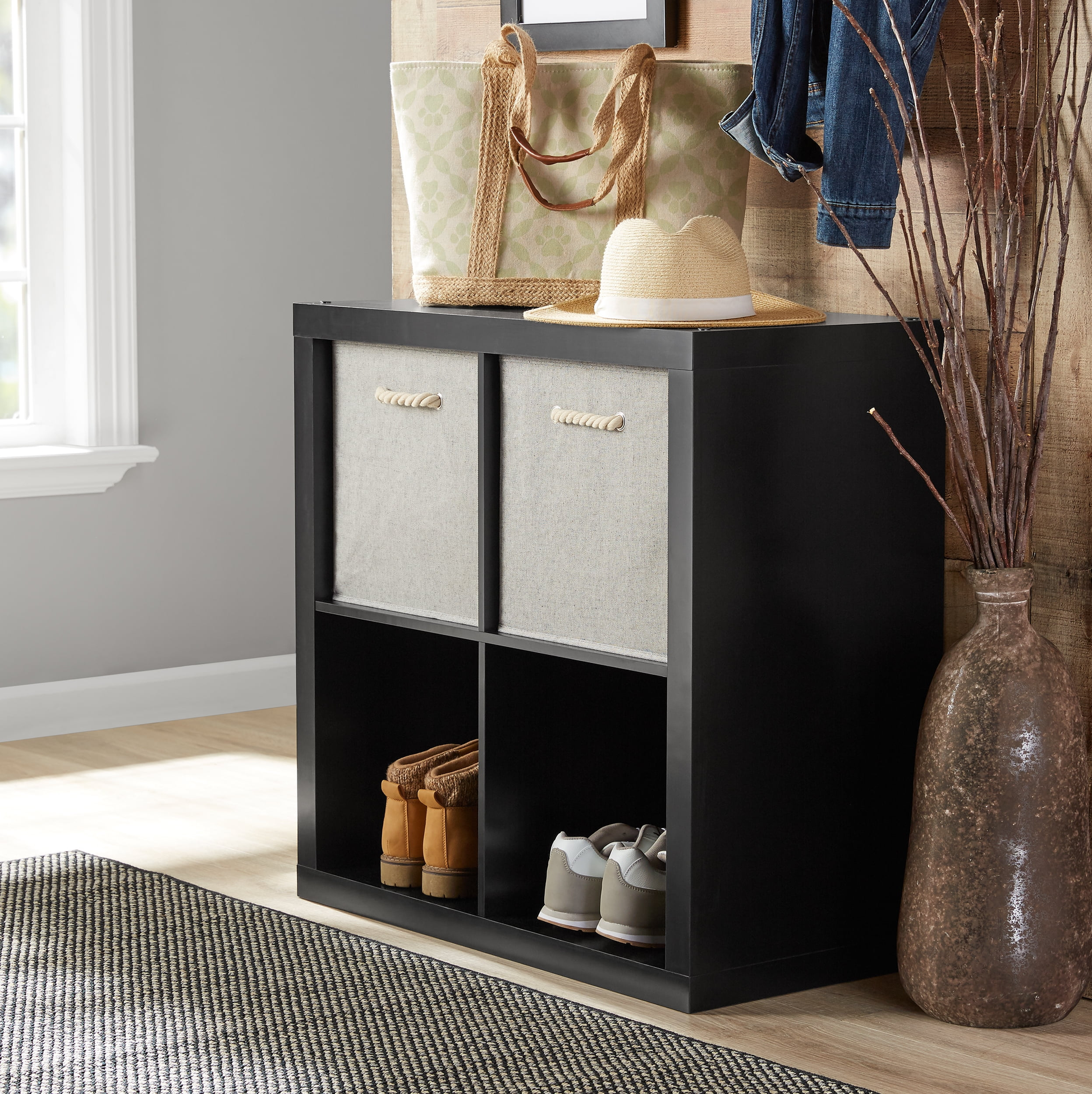 Better Homes & Gardens 4-Cube Storage Organizer – Stylish & Functional Shelving (White Texture) - HomeMuse