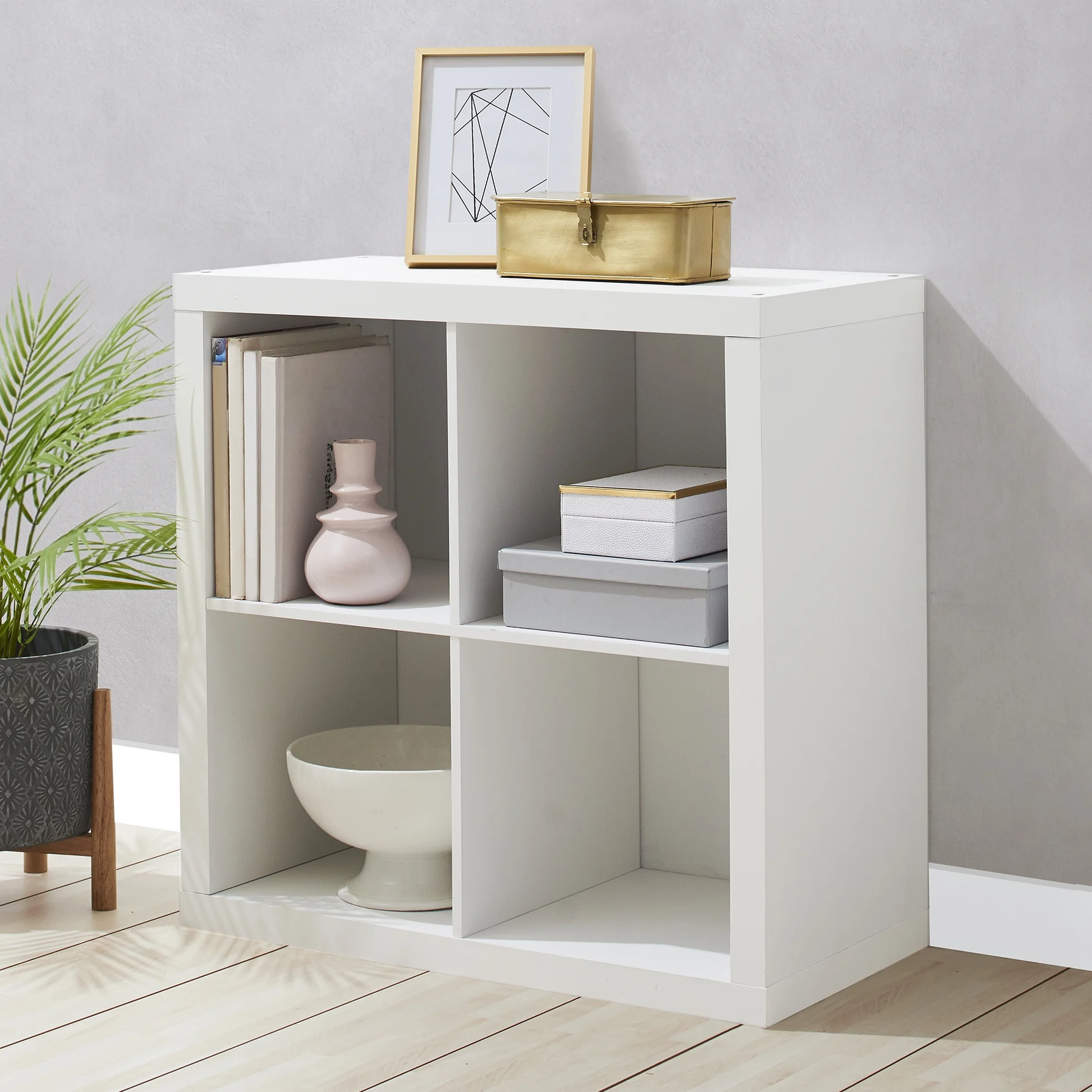 Better Homes & Gardens 4-Cube Storage Organizer – Stylish & Functional Shelving (White Texture) - HomeMuse