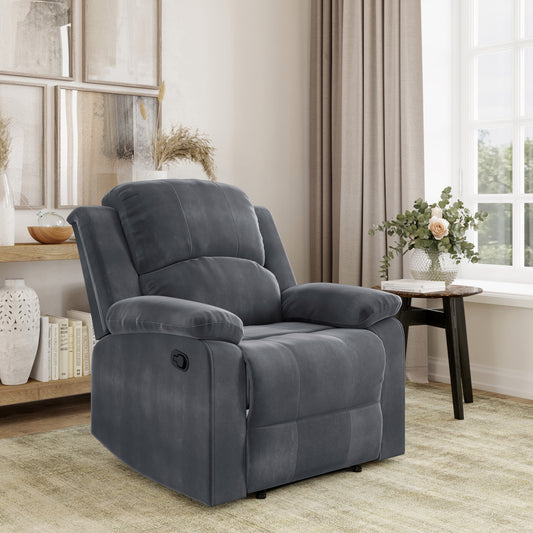 Lifestyle Solutions Reynolds Manual Recliner – Plush & Comfortable Seating (Slate Gray Microfiber) - HomeMuse