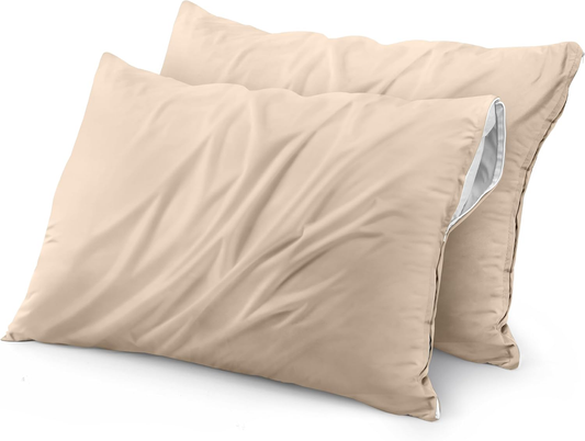 Utopia Bedding Waterproof Pillow Protector – Queen, Zippered, 2 Pack
