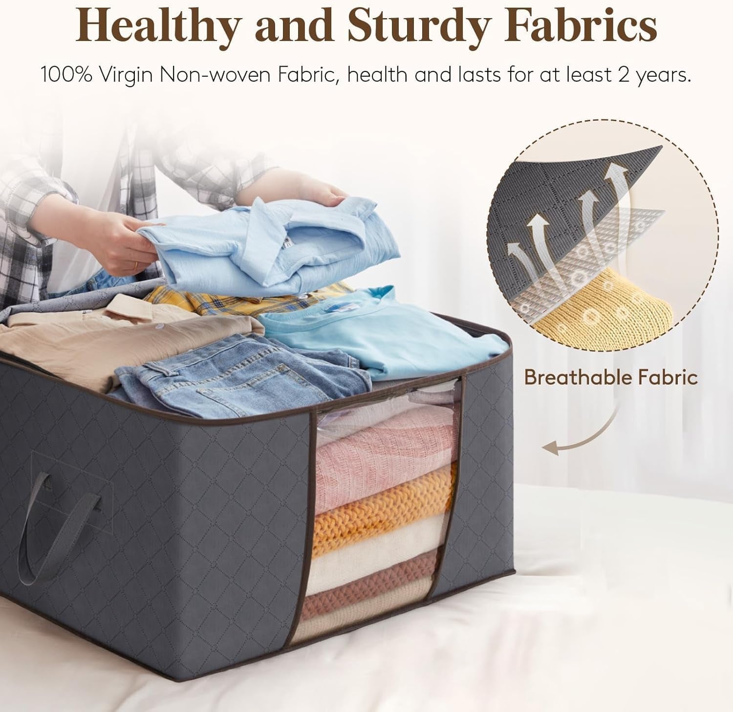 3 Pack Lifewit Large Capacity Clothes Storage Bag – Reinforced Handles, Foldable & Breathable Organizer for Comforters, Blankets & Bedding - HomeMuse