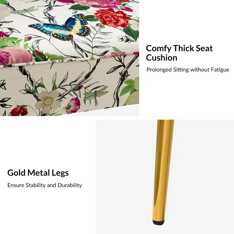 Felicia Flora Printed Armless Loveseat with Metal Legs - HomeMuse